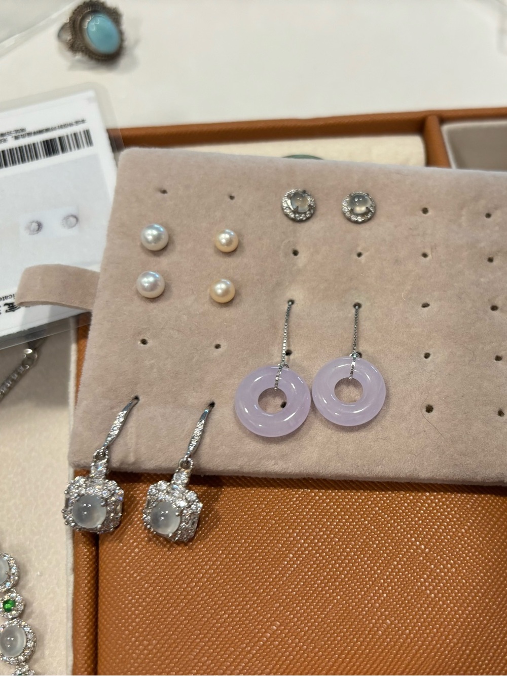 Lavender Jade Hoop Drop Earrings - Women Jewelry